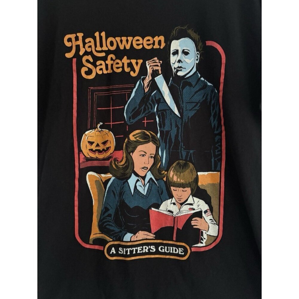 Michael Myers Halloween Safety A Sitters Guide T Shirt Large Retro Art Style